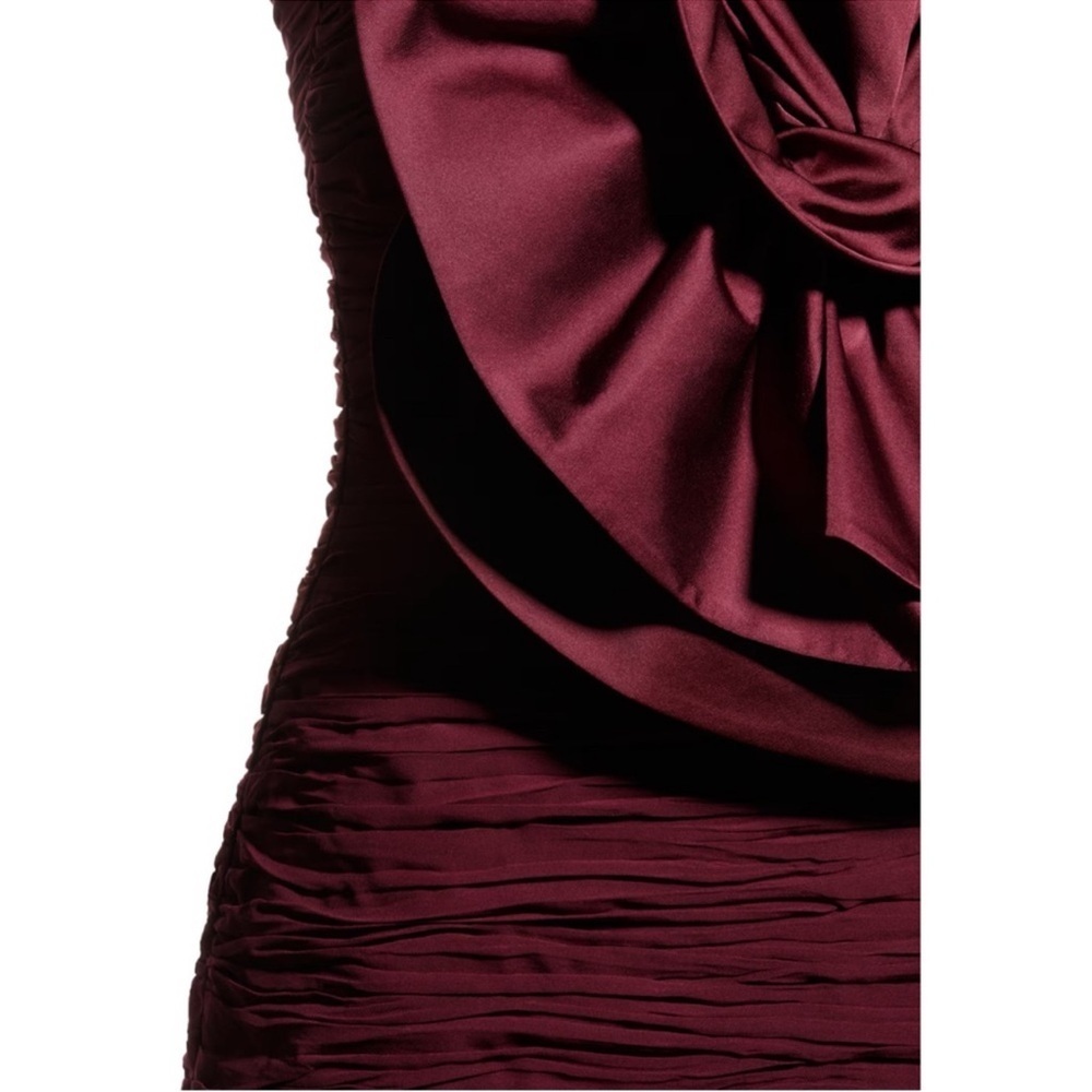 MAGDA BUTRYM X H&M ROSE APPLIQUÉ GATHERED DRESS in Burgundy - Picture 4 of 13